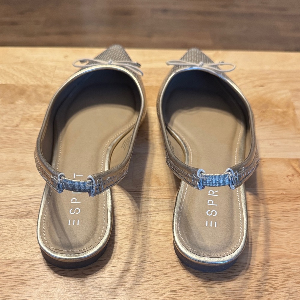 Esprit Metallic Gold Slingback Flats - Picture 3 of 3